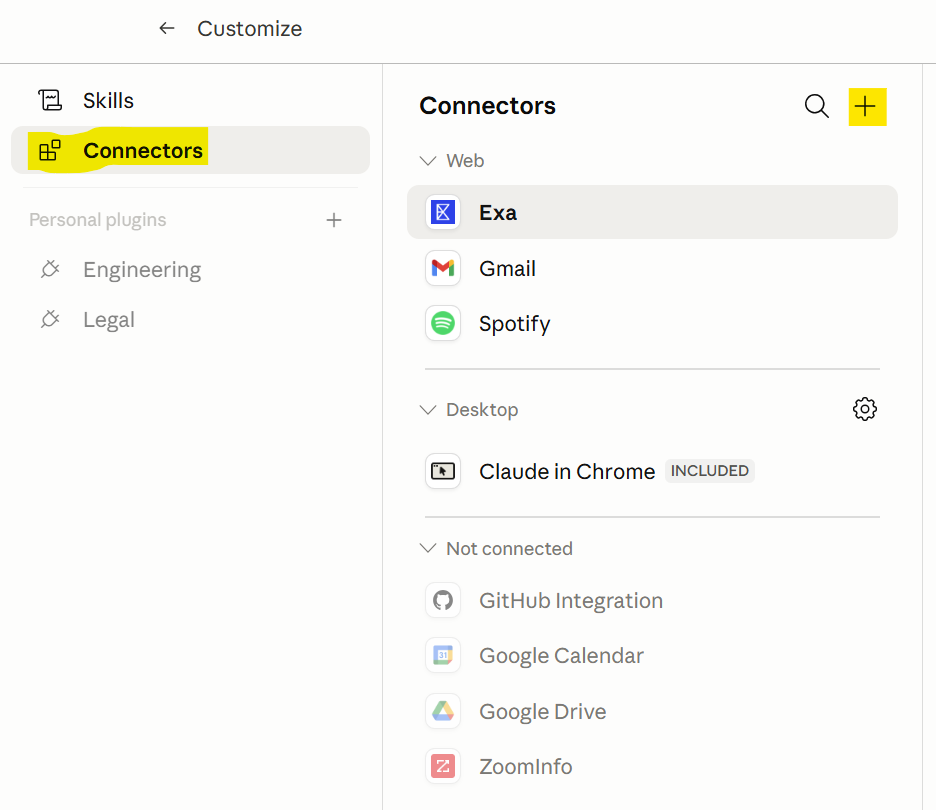Open Claude Desktop And Visit Connectors screenshot